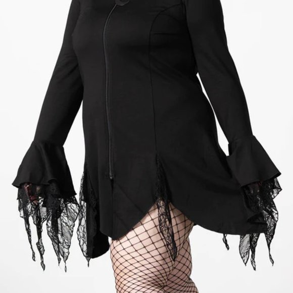 Killstar Moonzone Long-line Zip Hoodie - Size 2XL - Picture 5 of 6